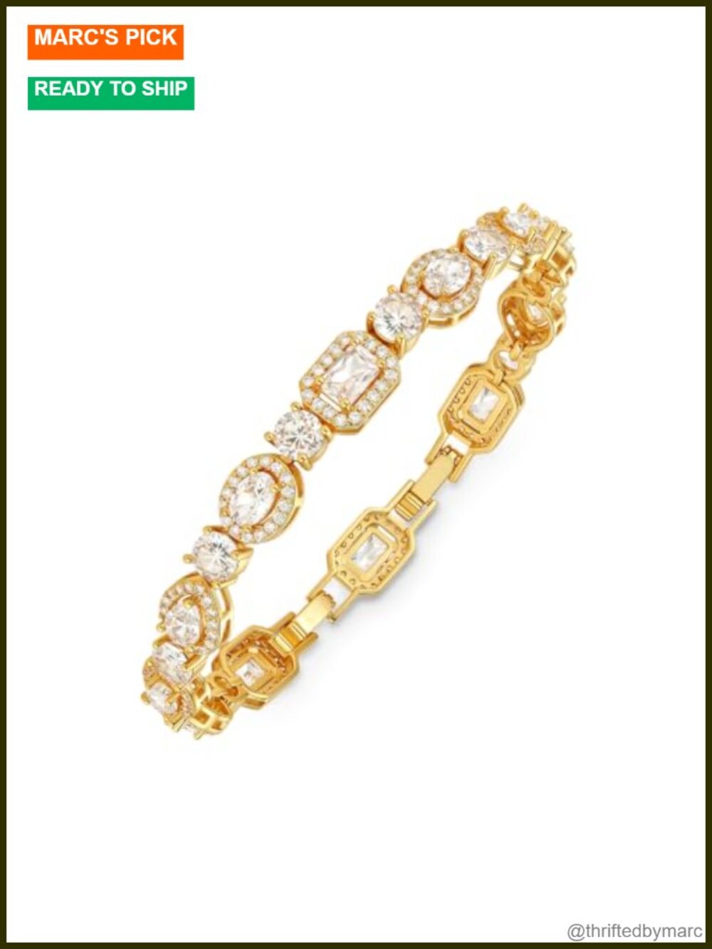 14K Gold Plated CZ Tennis Bracelet AAAAA Cubic Zirconia Hypoallergenic 6.7 Inch